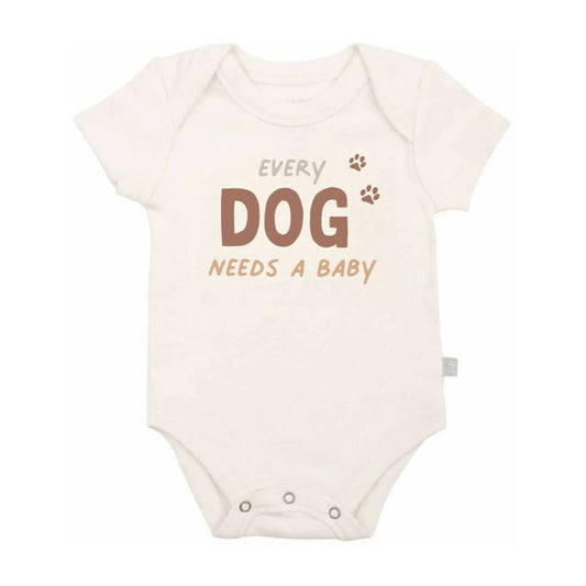 Finn & Emma Short Sleeve Graphic Bodysuit - Every Dog Needs A Baby_1 - ANB Baby