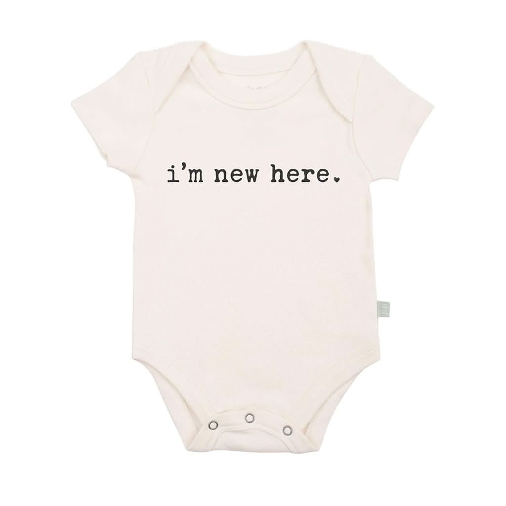 Finn & Emma Short Sleeve Graphic Bodysuit, I'm New Here-Clothing-Finn + Emma-0-3 Months-ANB Baby Store