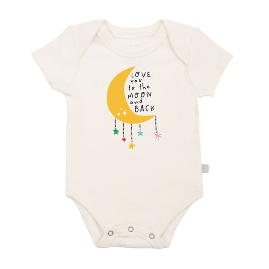 Finn and Emma Short Sleeve Graphic Bodysuit-Moon and Back_1 - ANB Baby