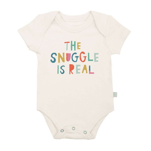 Finn and Emma Short Sleeve Graphic Bodysuit-Snuggle is Real_1 - ANB Baby