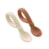 Itzy-Ritzy-Sweetie-Looped-Spoon-&-Fork-Set,-Buttercream-and-Toffee. - ANB Baby