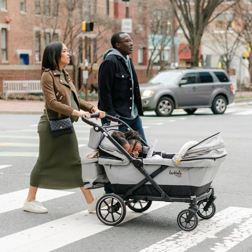 Larktale Caravan Coupe Quad Compact Stroller Wagon-Gray-Black_25 - ANB Baby