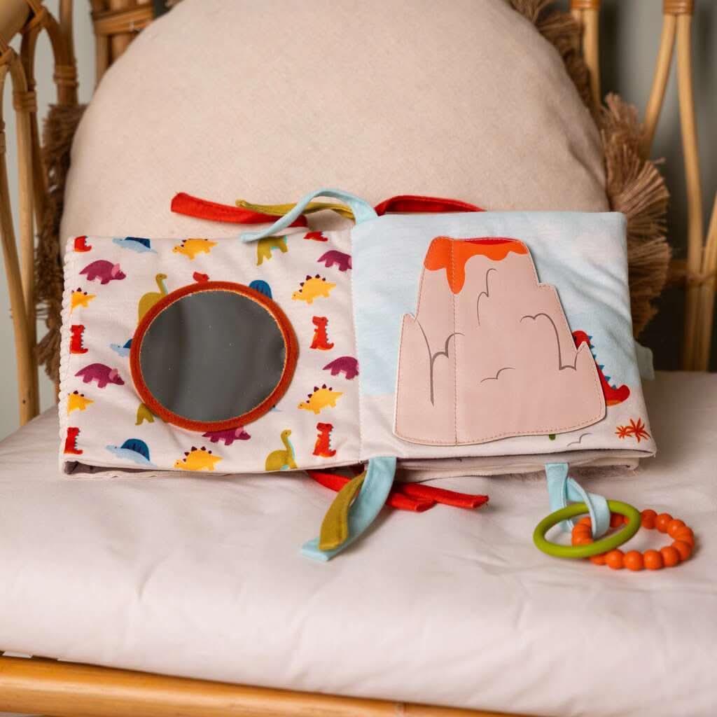 Little Big Friends 2-in-1 Soft Activity Book, Dino Friends, Open View - ANB Baby