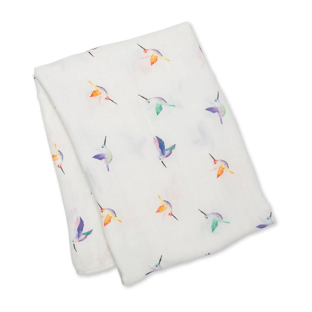 Lulujo Bamboo Swaddle-Hummingbirds_3 - ANB Baby