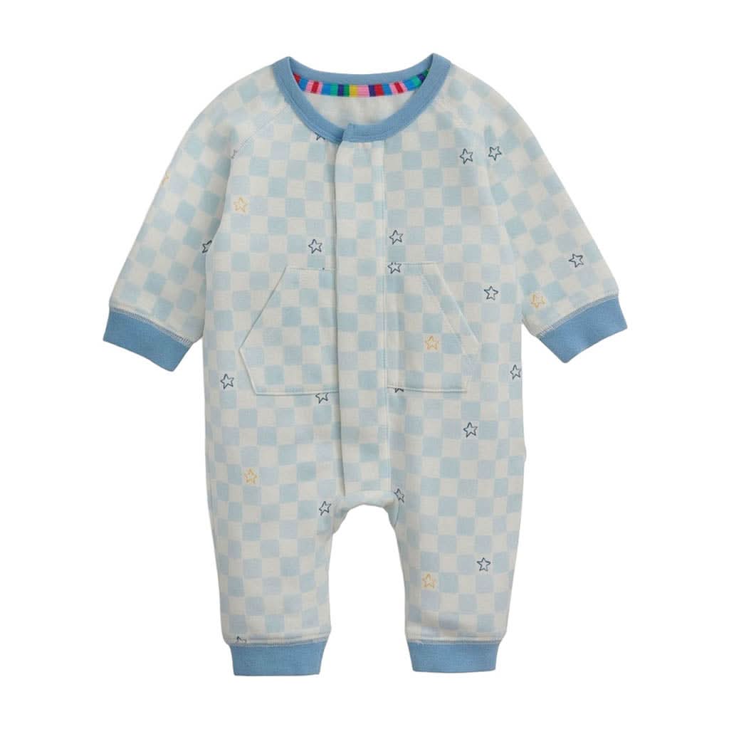 Magnetic Me Brushed Fleece Magnetic Romper-Grey Checkerboard_4 - ANB Baby