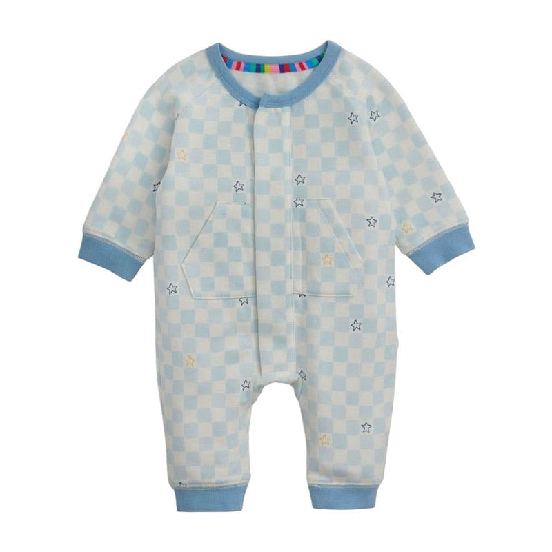 Magnetic Me Brushed Fleece Magnetic Romper-Grey Checkerboard_4 - ANB Baby