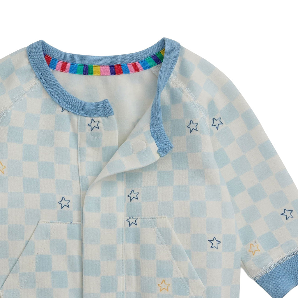 Magnetic Me Brushed Fleece Magnetic Romper-Grey Checkerboard_5 - ANB Baby