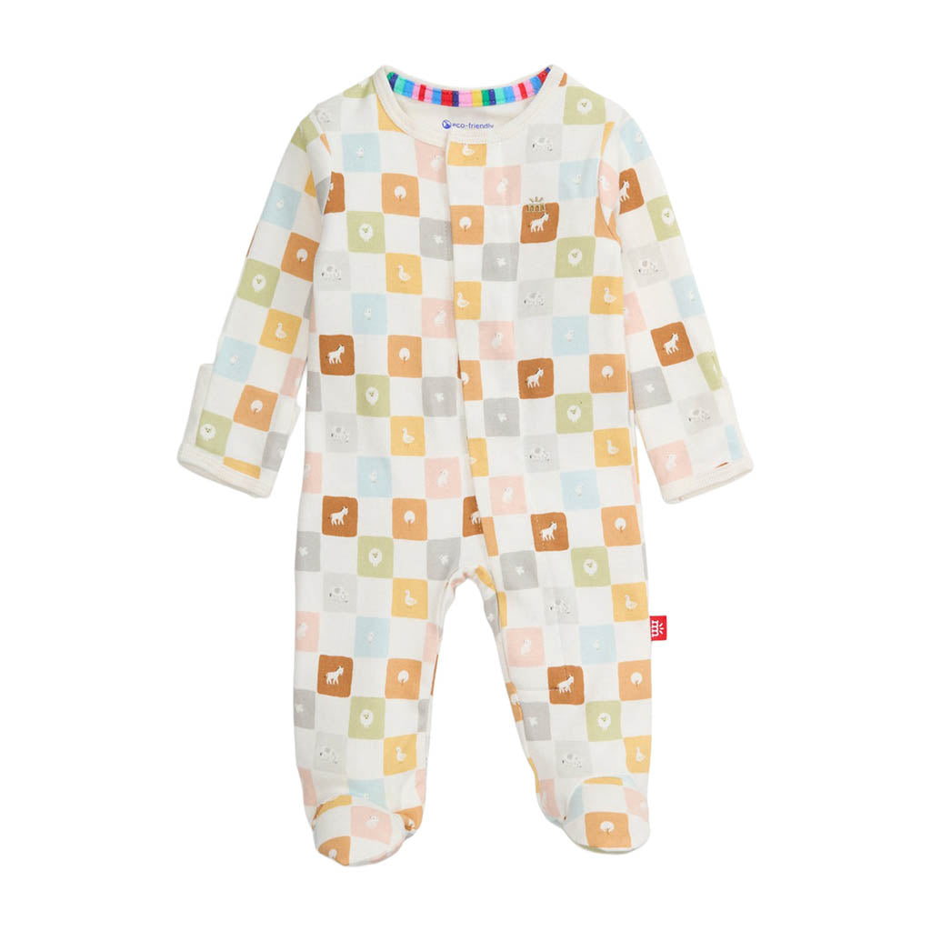 Magnetic Me Checkmate Organic Cotton Magnetic Footie-Newborn_1 - ANB Baby