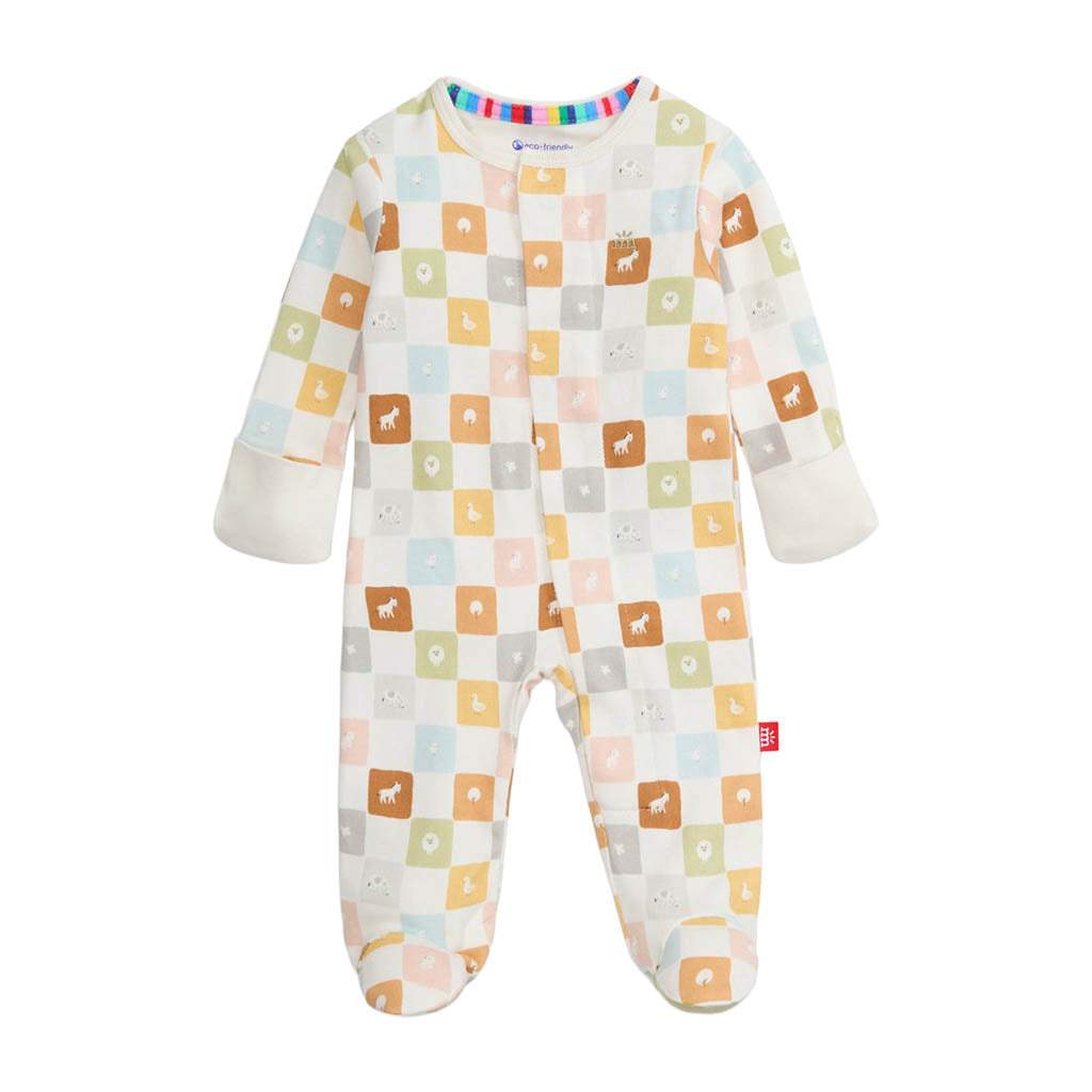 Magnetic Me Checkmate Organic Cotton Magnetic Footie-Newborn_3 - ANB Baby