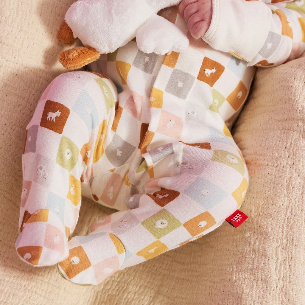 Magnetic Me Checkmate Organic Cotton Magnetic Footie-Newborn_7 - ANB Baby