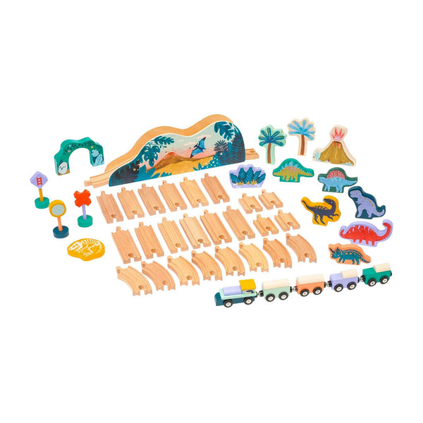 Manhattan Toy T-Rex Express Wooden Train Set