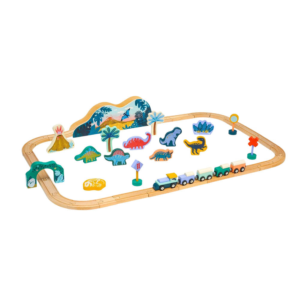 Manhattan Toy T-Rex Express Wooden Train Set-Puzzles & Games-Manhattan Toy-Multicolor-ANB Baby Store