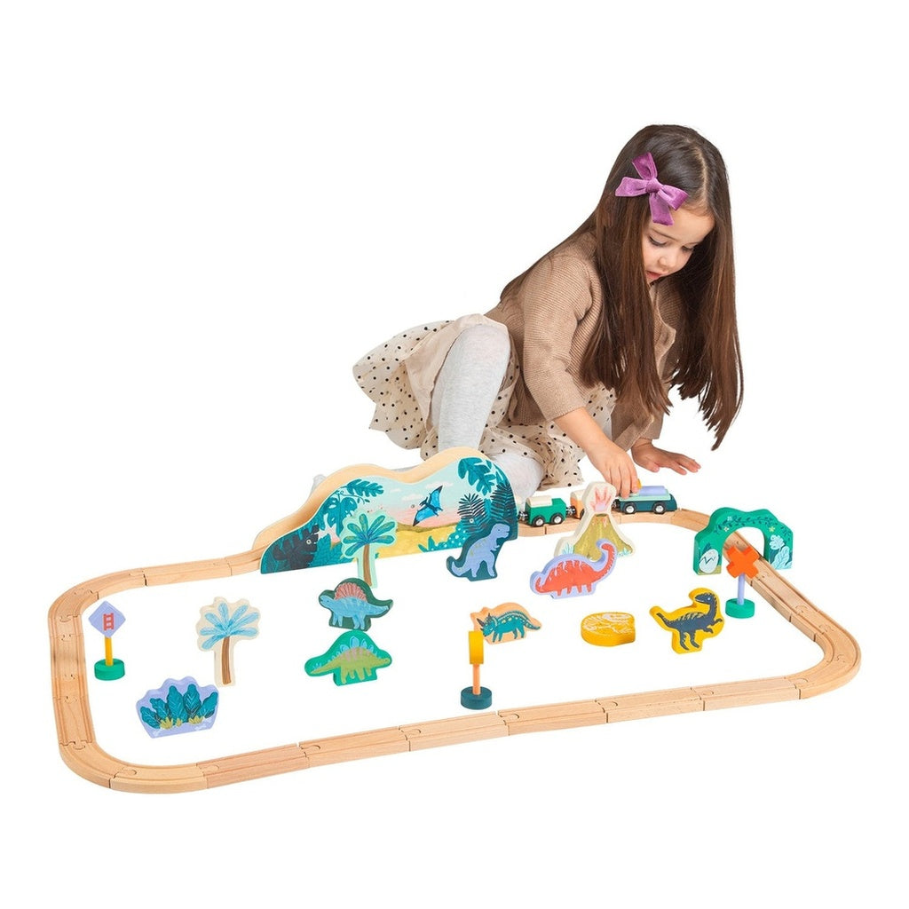 Manhattan Toy T-Rex Express Wooden Train Set-Puzzles & Games-Manhattan Toy-Multicolor-ANB Baby Store