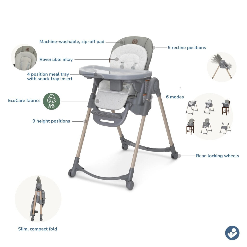 Maxi Cosi Minla 6-In-1 Adjustable High Chair, Classic Oat_1- ANB Baby