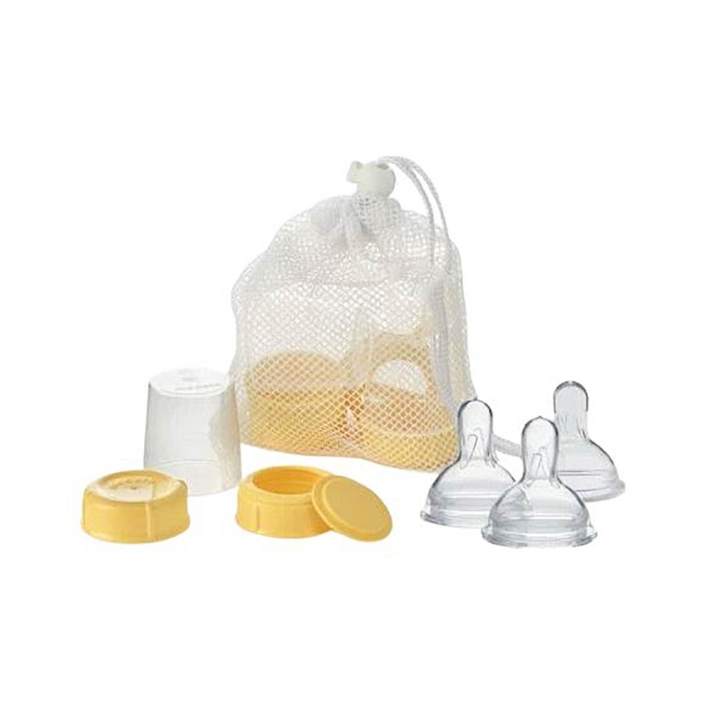 Medela--Breast-Milk-Bottle-Spare-Parts-with-Three-Medium-Flow-Wide-Base-Nipples_1 - ANB Baby