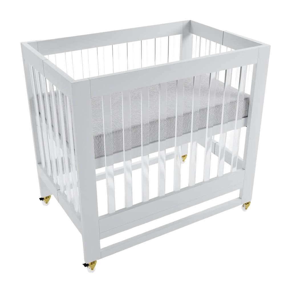 Melo Caress Foldable Crib-Cribs & Bassinets-Melo-Pure White / Acrylic / Gold-ANB Baby Store