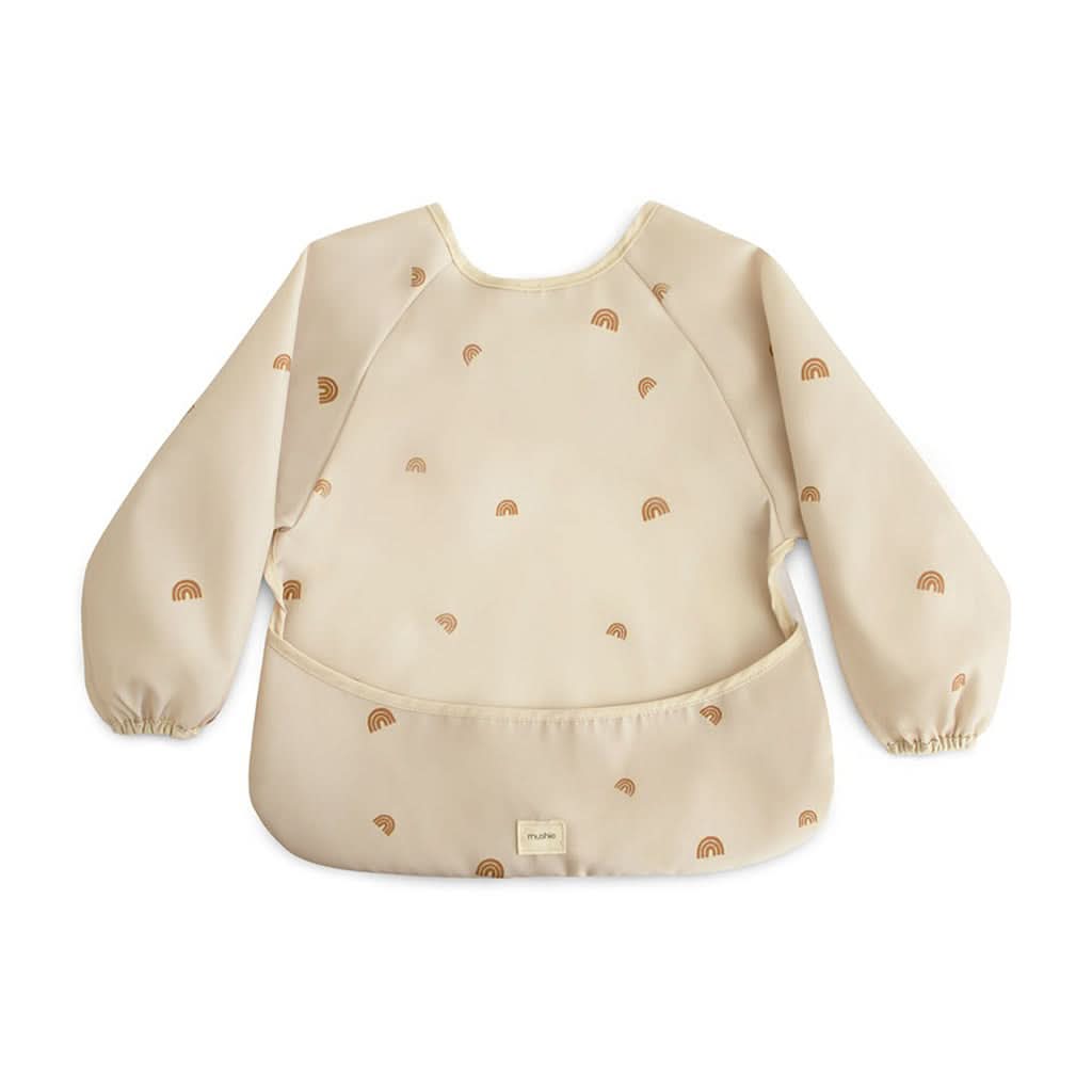 Mushie Long Sleeve Bib-Mealtime Accessories-Mushie-Rainbows-ANB Baby Store