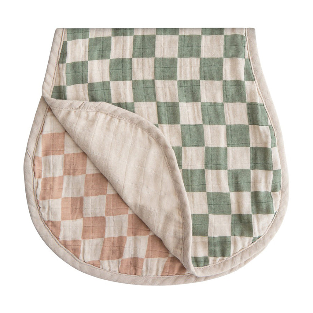 Mushie-Muslin-Burp-Cloth-Organic-Cotton-Olive-Check-Natural-Check_7 - ANB Baby