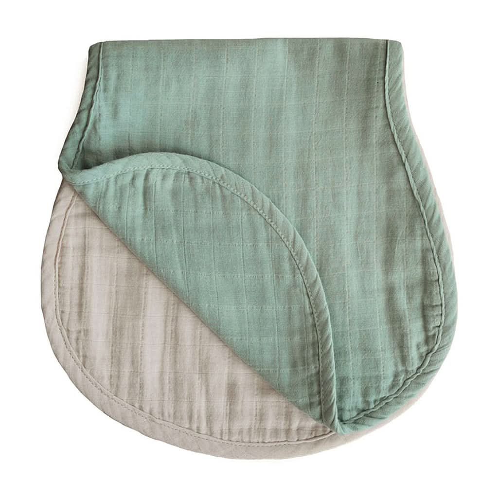 Mushie Muslin Burp Cloth Organic Cotton, 2 Pack-Mealtime Accessories-Mushie-Roman Green / Fog-ANB Baby Store