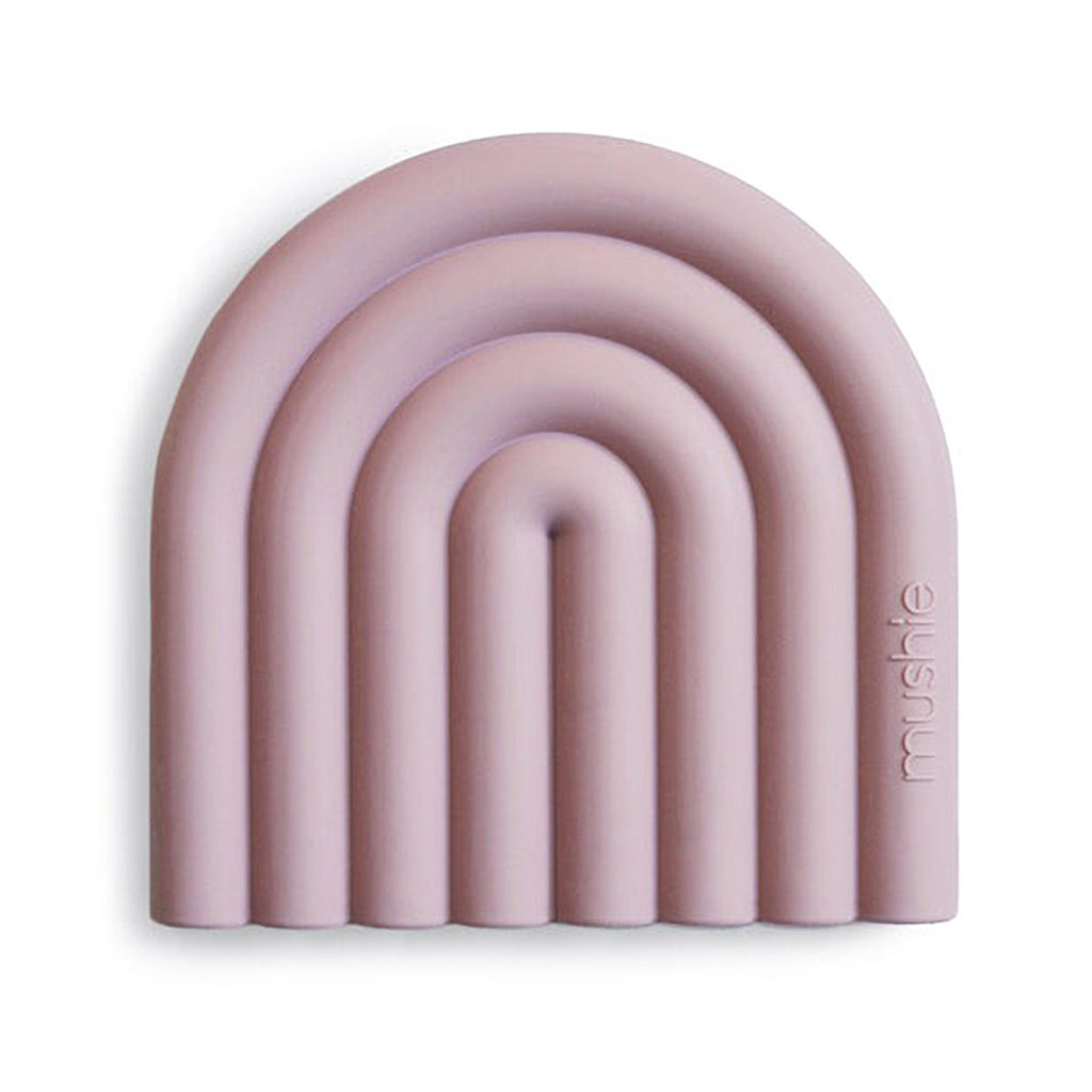 Mushie-Rainbow-Silicone-Teether,-Mauve_1 - ANB Baby