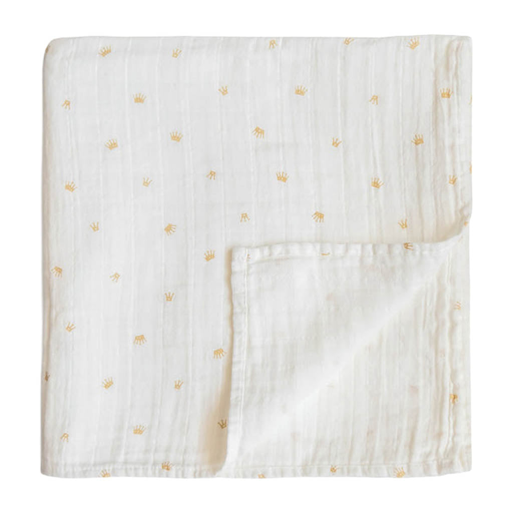 Mushie Muslin Swaddle Blanket-Swaddles & Sleeping Bags-Mushie-Crowns-ANB Baby Store