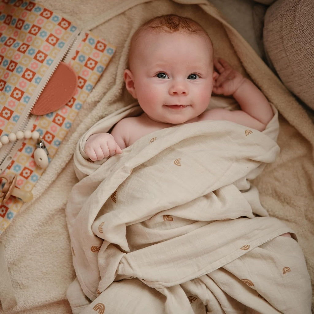 Mushie Muslin Swaddle Blanket-Swaddles & Sleeping Bags-Mushie-Rainbows-ANB Baby Store