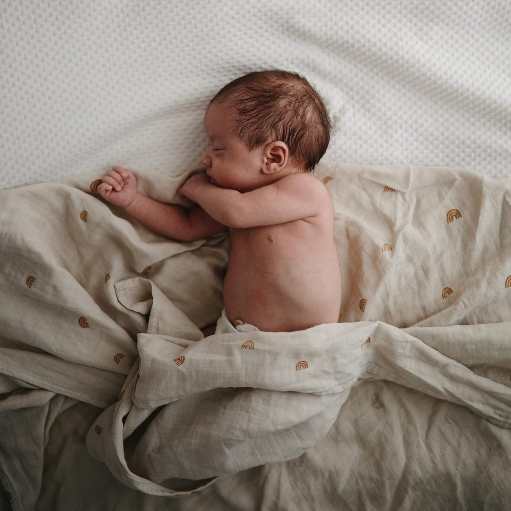 Mushie Muslin Swaddle Blanket-Swaddles & Sleeping Bags-Mushie-Rainbows-ANB Baby Store