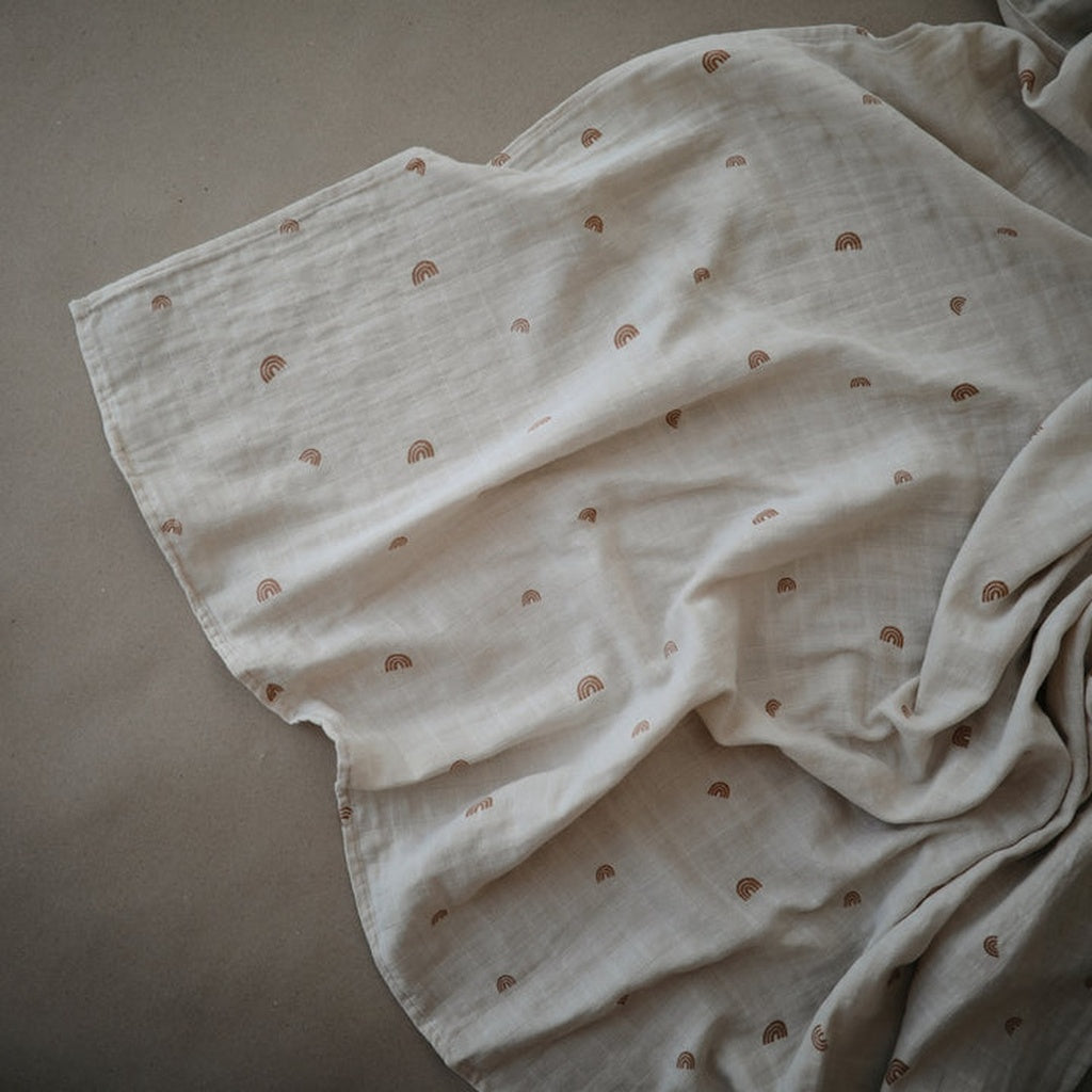 Mushie Muslin Swaddle Blanket-Swaddles & Sleeping Bags-Mushie-Rainbows-ANB Baby Store