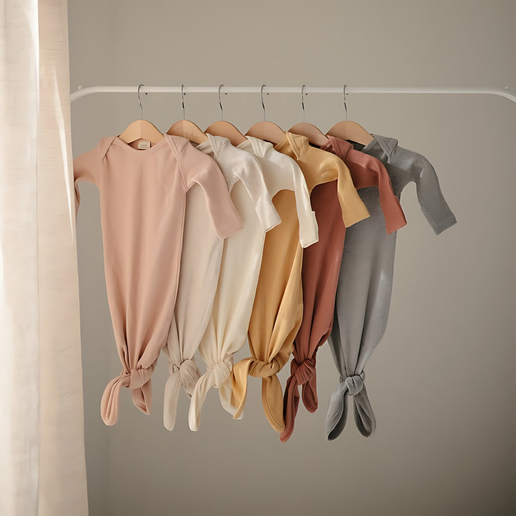 Mushie Ribbed Knotted Baby Gown_10 - ANB Baby