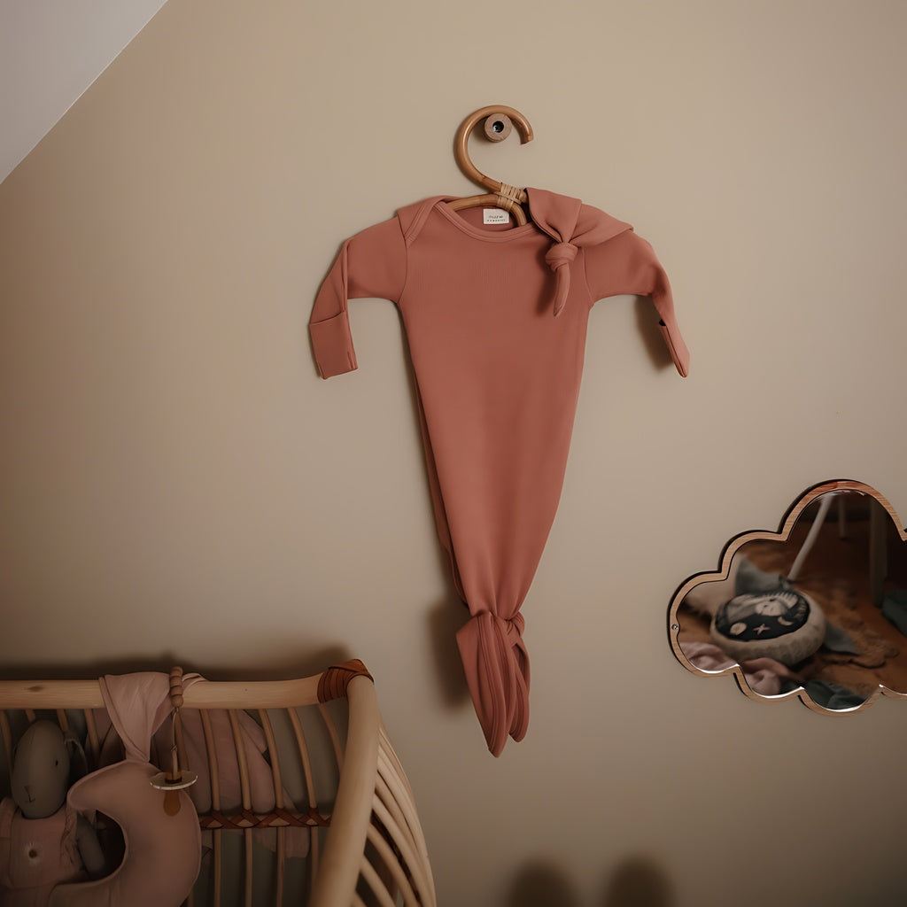 Mushie Ribbed Knotted Baby Gown_2 - ANB Baby