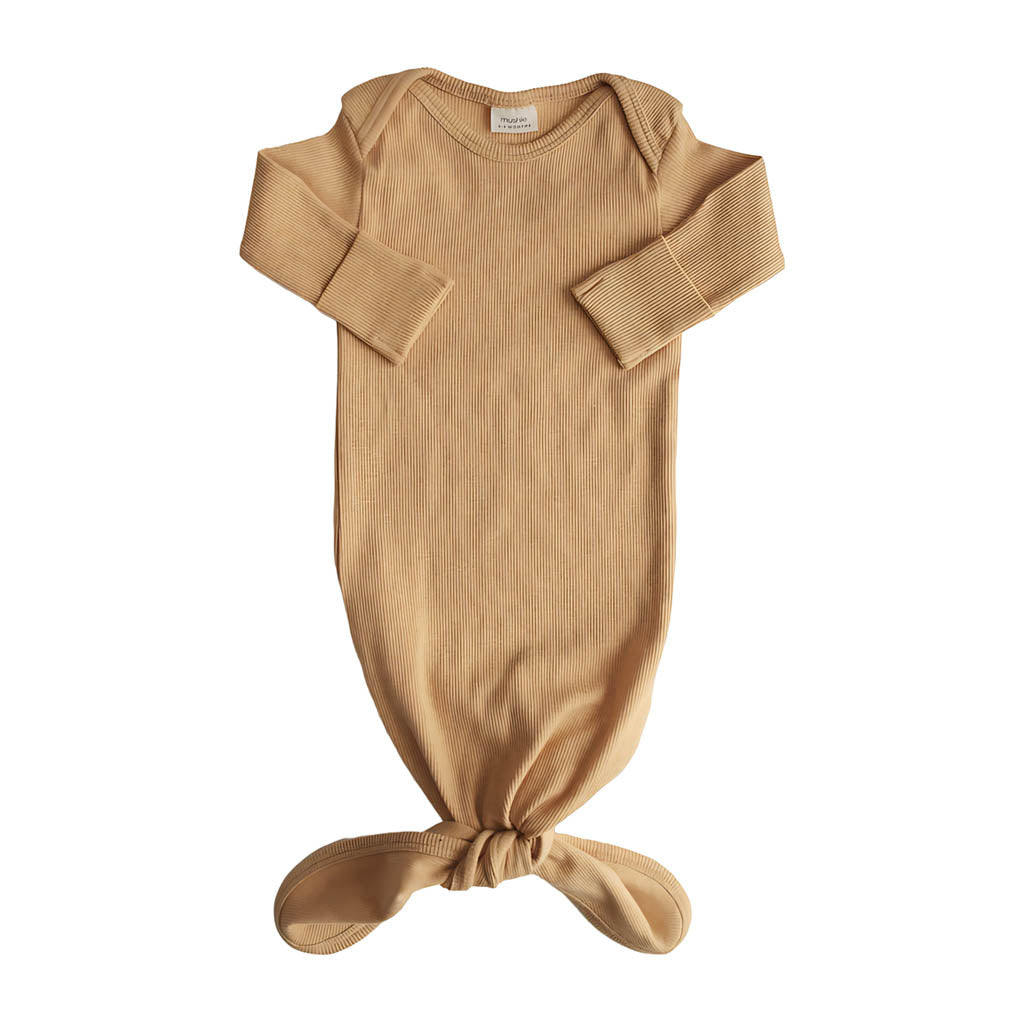 Mushie Ribbed Knotted Baby Gown_6 - ANB Baby