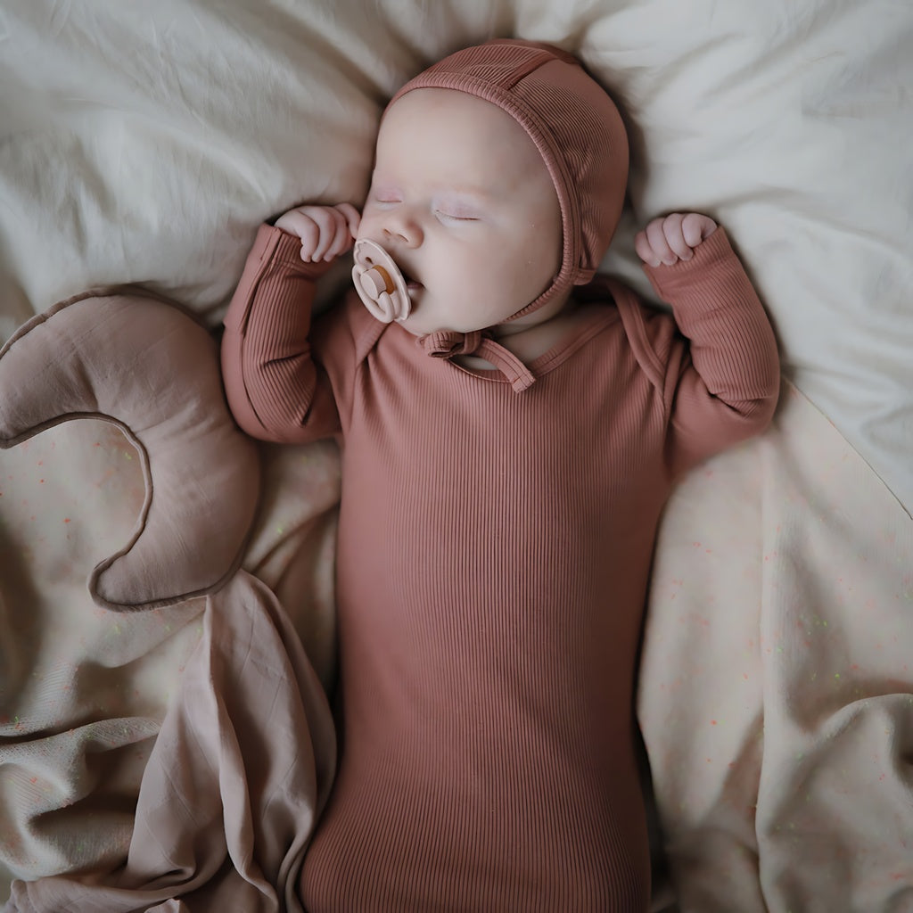 Mushie Ribbed Knotted Baby Gown_8 - ANB Baby