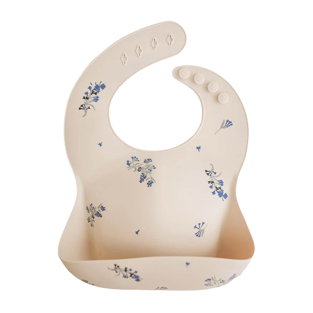 Mushie Silicone Baby Bib-Lilac Flowers_4 - ANB Baby