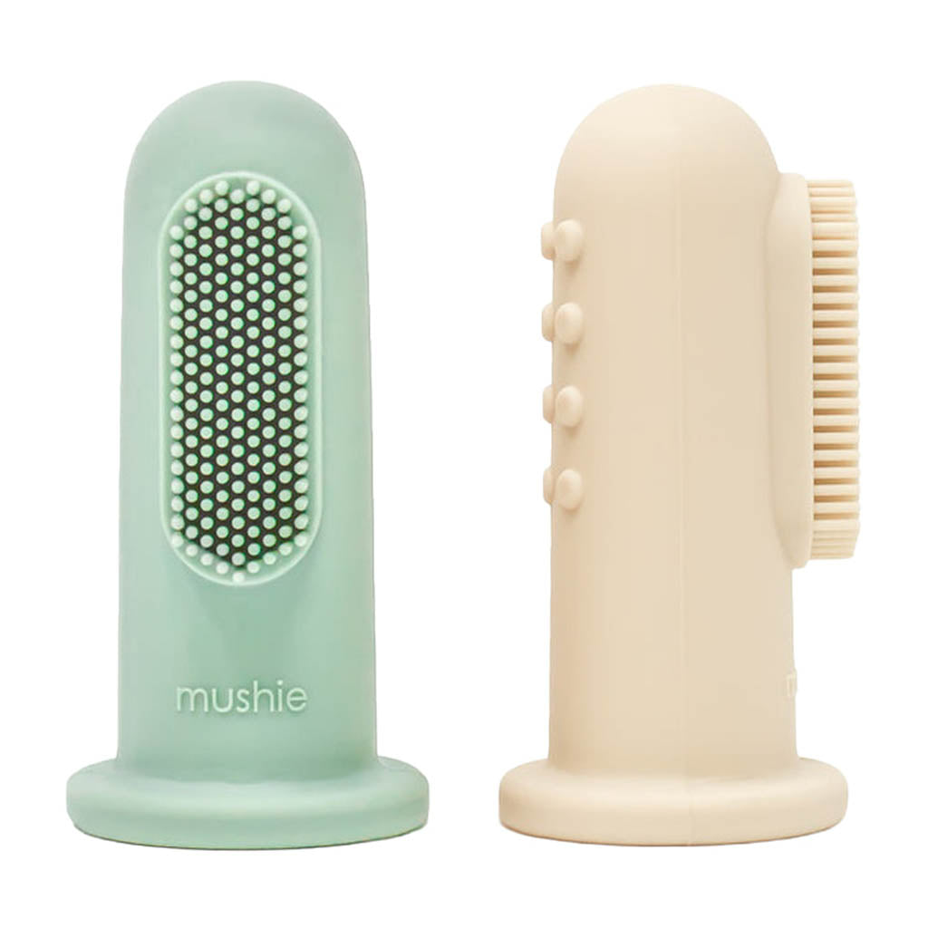 Mushie Finger Toothbrush-Shifting Sand-Cambridge Blue_1 - ANB Baby