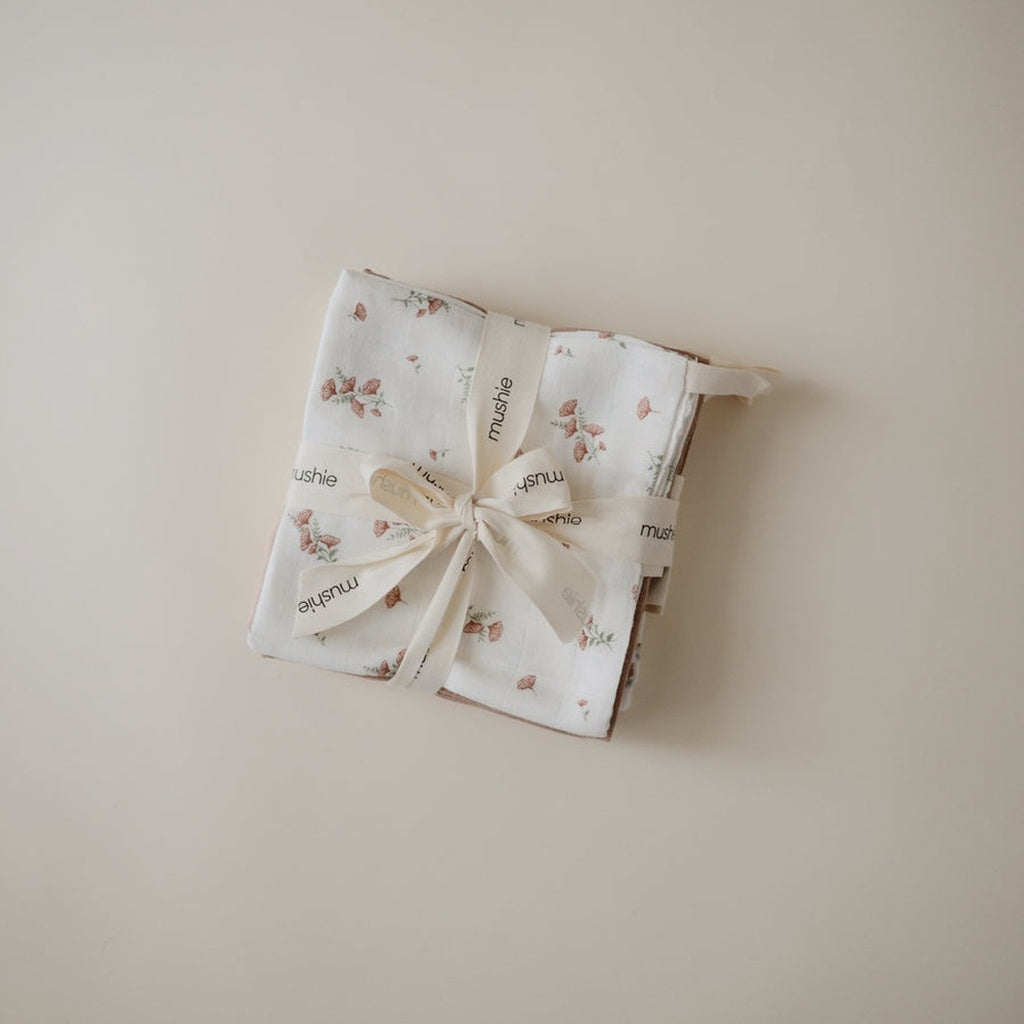 Mushie Muslin Cotton Washcloth-Pink Flower_5 - ANB Baby