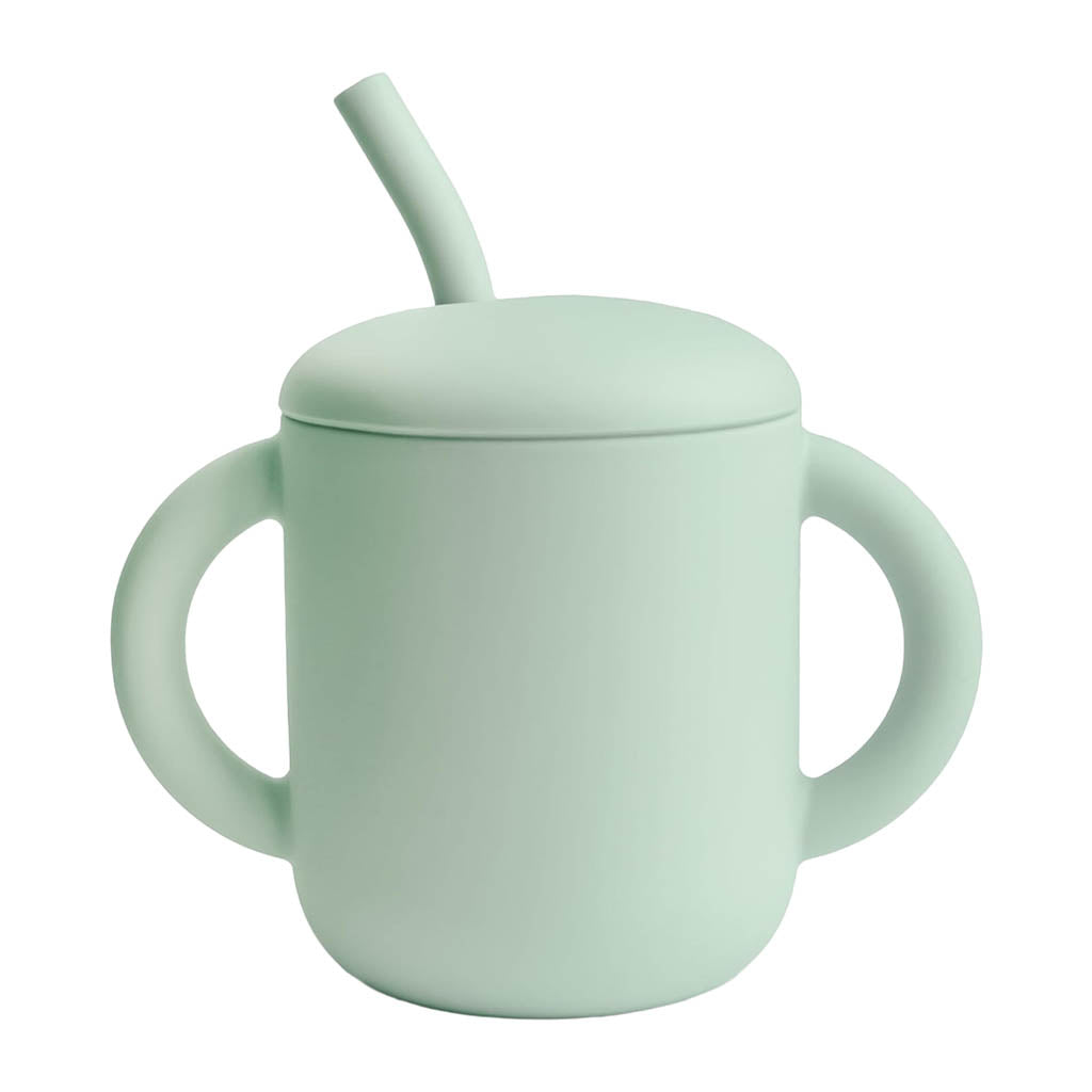Mushie Silicone Training Cup and Straw-Mealtime Accessories-Mushie-Cambridge Blue-ANB Baby Store