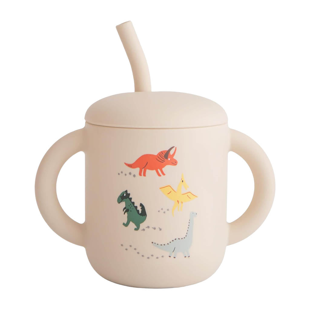 Mushie Silicone Training Cup and Straw-Mealtime Accessories-Mushie-Dinosaurs-ANB Baby Store