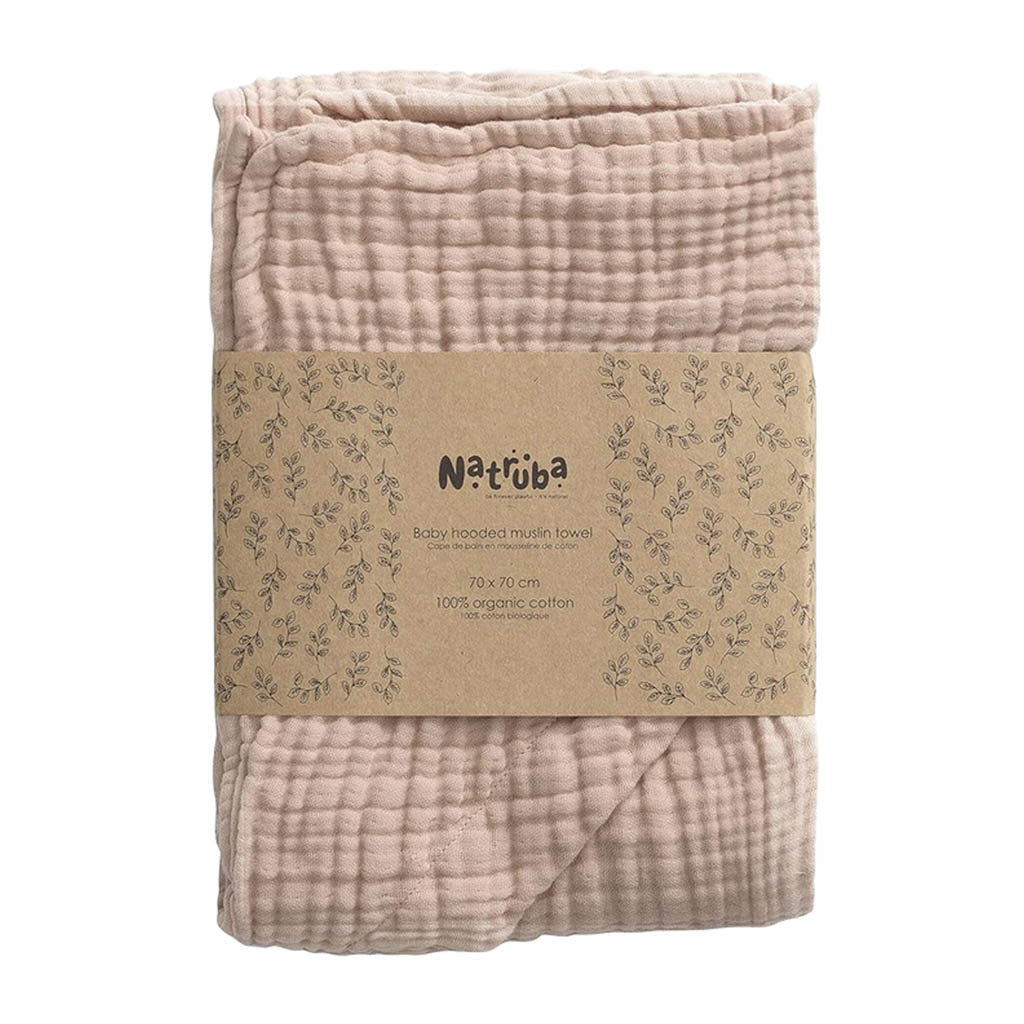 Natruba Muslin Baby Hooded Bath Towel-Bath Tubs & Accessories-Natruba-Powder-ANB Baby Store