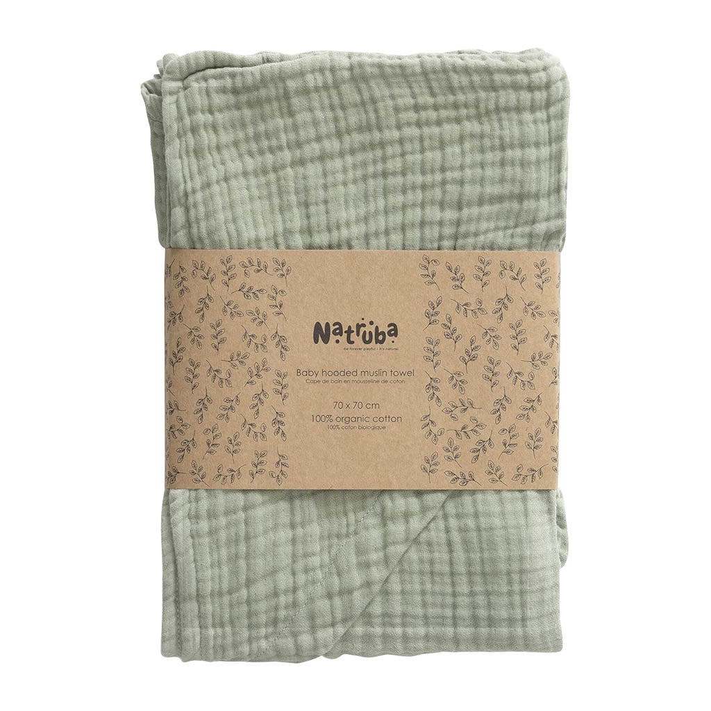 Natruba Muslin Baby Hooded Bath Towel-Bath Tubs & Accessories-Natruba-Green-ANB Baby Store