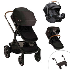  Nuna-Demi-Next-Double-Stroller-+-Rider-Board-+-PIPA-RX-Travel-System-Caviar_1 - ANB Baby