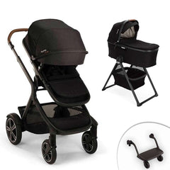 Nuna Demi Next Stroller + Rider Board + Bassinet, Caviar - ANB Baby