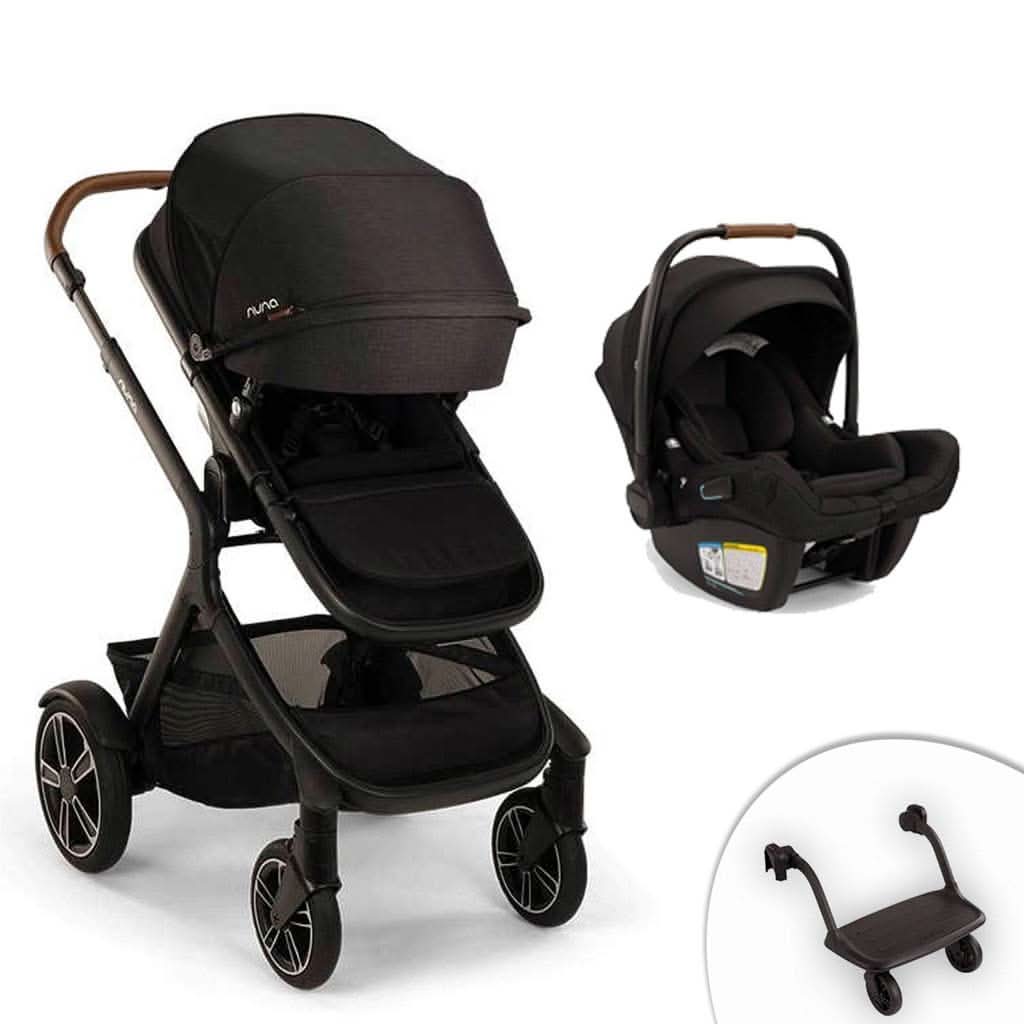 Nuna Demi Next Stroller + Rider Board + PIPA RX Travel System, Caviar - ANB Baby