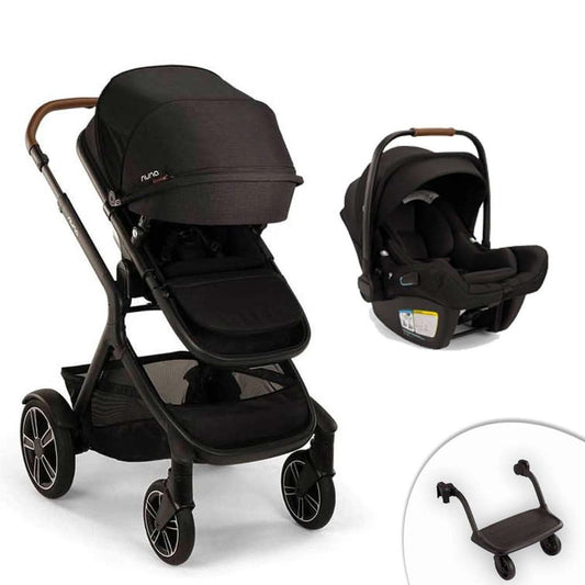Nuna Demi Next Stroller + Rider Board + PIPA RX Travel System, Caviar - ANB Baby