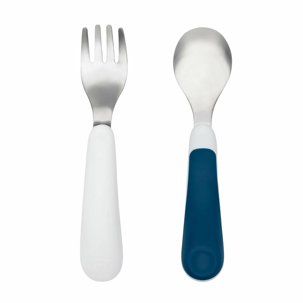 OXO TOT Training Fork And Spoon Set-Mealtime Accessories-OXO Tot-Navy-ANB Baby Store