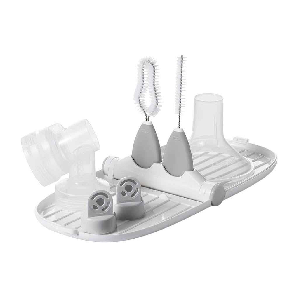 OXO TOT Breast Pump Parts Compact Drying Rack with Detail Brushes - Gray_1 - ANB Baby