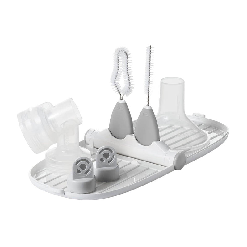 OXO TOT Breast Pump Parts Compact Drying Rack with Detail Brushes - Gray_1 - ANB Baby