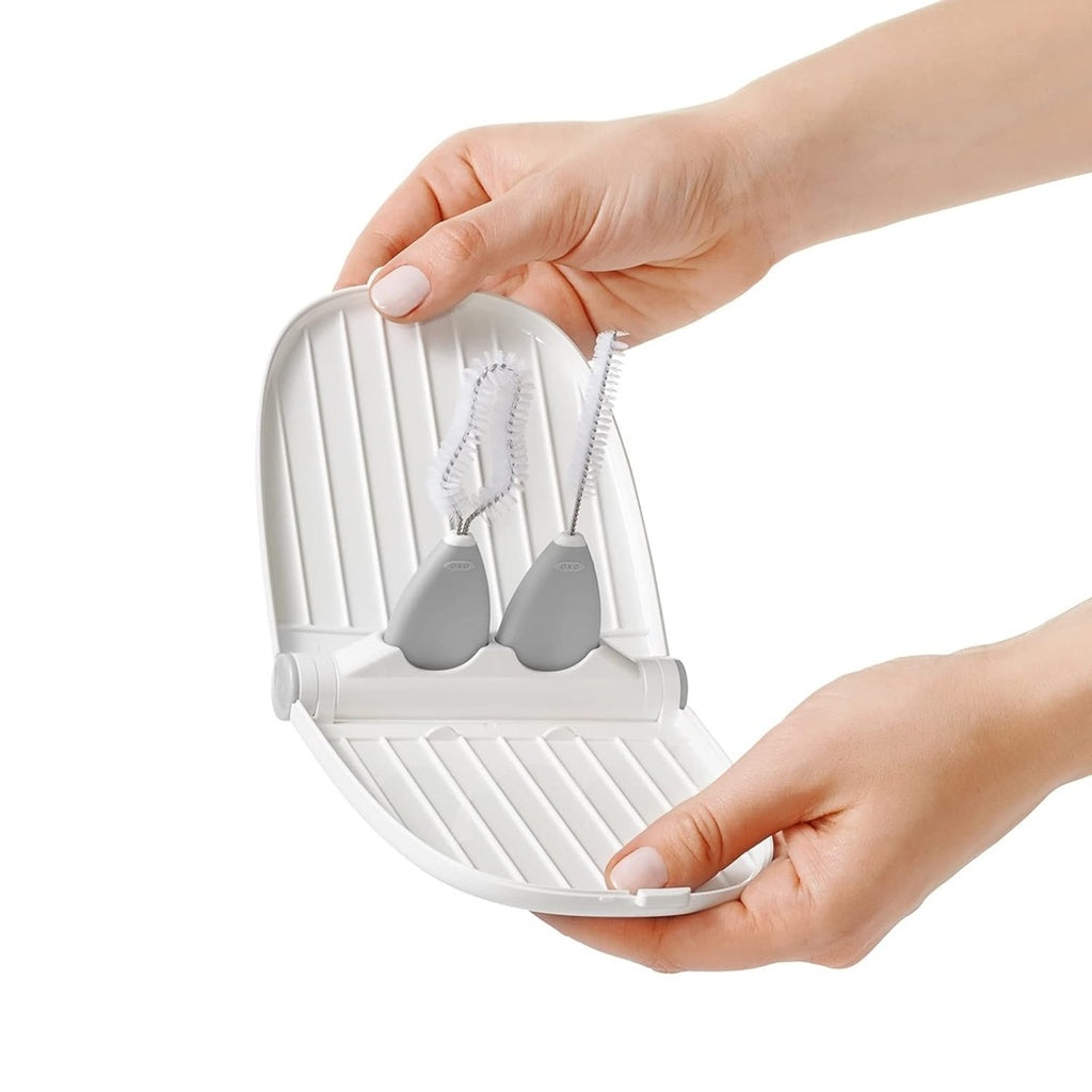 OXO TOT Breast Pump Parts Compact Drying Rack with Detail Brushes - Gray_7 - ANB Baby