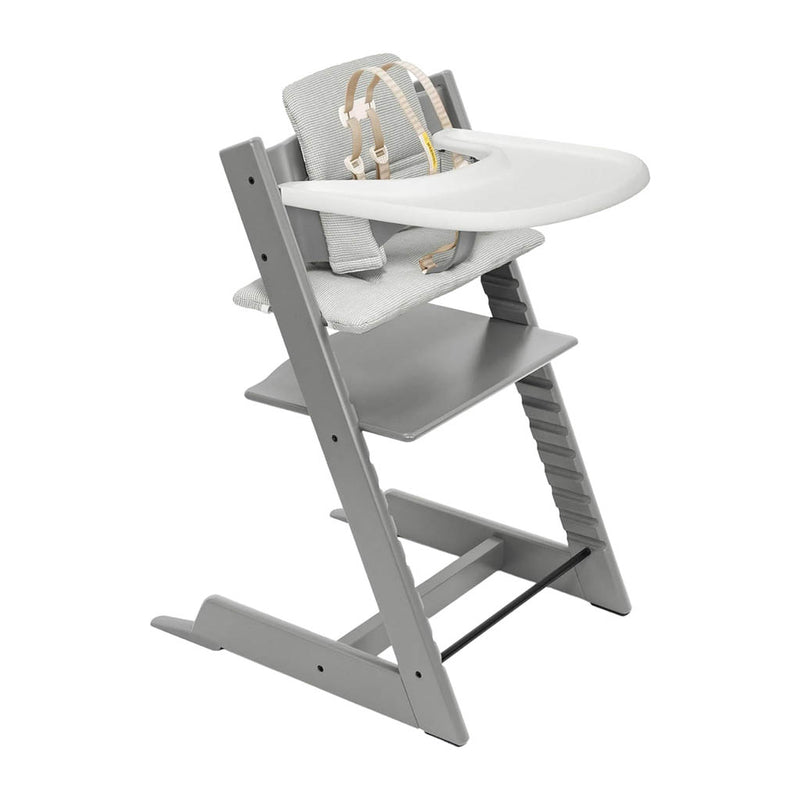STOKKE Tripp Trapp High Chair Complete with White Nordic Grey Cushion White Tray_1 - ANB Baby