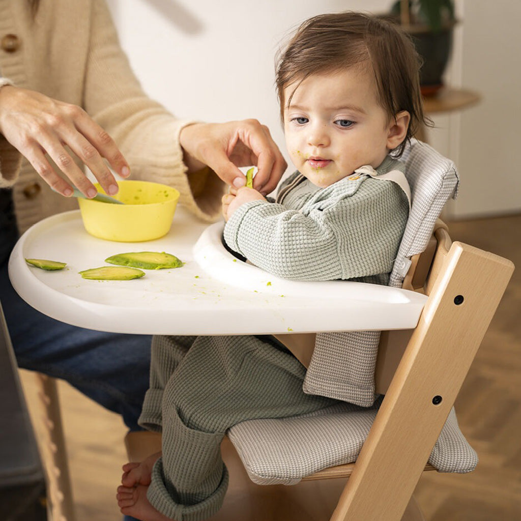 STOKKE Tripp Trapp High Chair Complete with White Nordic Grey Cushion White Tray_2 - ANB Baby