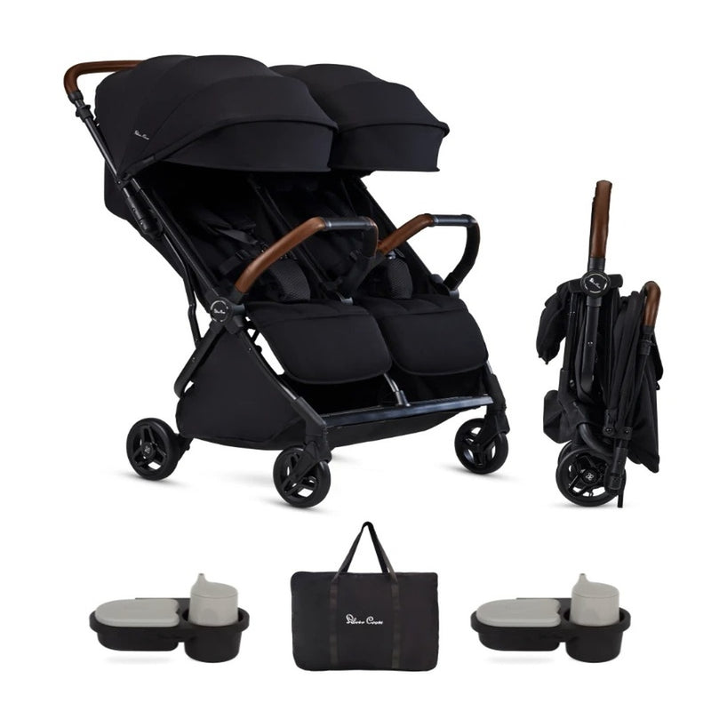 Silver Cross Jet Double Travel Stroller with Accessory Bundle-Black_1 - ANB Baby